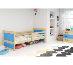 Dětská postel RICO 80x190 cm, bez matrace, Přírodní/Modrá