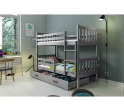 Dětská patrová postel CARINO se šuplíkem 80x160 cm, včetně matrací, Grafit/Grafit
