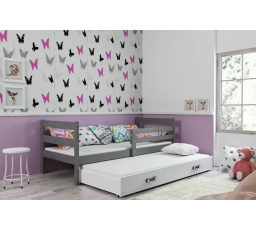 Dětská postel ERYK s přistýlkou 80x190 cm, včetně matrací, Grafit/Bílá