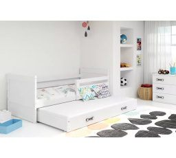 Dětská postel RICO s přistýlkou 90x200 cm, s matracemi, Bílá/Bílá