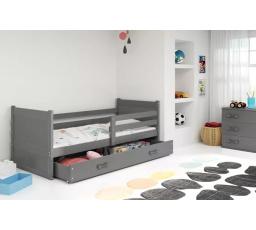 Dětská postel RICO 90x200 cm se šuplíkem, s matrací, Grafit/Grafit