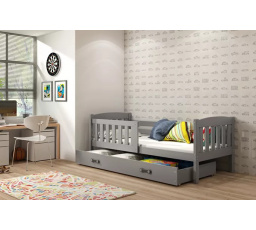 Dětská postel KUBUS 90x200 cm se šuplíkem, s matrací, Grafit/Grafit