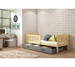 Dětská postel KUBUS 80x190 cm se šuplíkem, s matrací, Přírodní/Grafit
