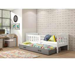 Dětská postel KUBUS s přistýlkou 80x190 cm, s matracemi, Bílá/Grafit