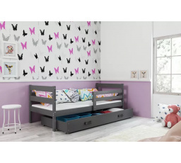 Dětská postel ERYK 80x190 cm se šuplíkem, s matrací, Grafit/Grafit