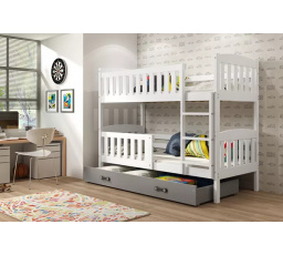 Dětská patrová postel KUBUS se šuplíkem 80x190 cm, včetně matrací, Bílá/Grafit