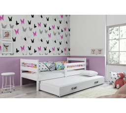 Dětská postel ERYK s přistýlkou 80x190 cm, včetně matrací, Bílá/Bílá