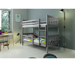 Dětská patrová postel CARINO 90x200 cm, včetně matrací, Grafit