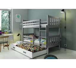 Dětská patrová postel CARINO 3 s přistýlkou 80x190 cm, bez matrací, Grafit/Bílá