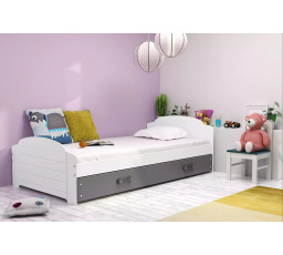 Dětská postel LILI 90x200 cm se šuplíkem, bez matrace, Bílá/Grafit