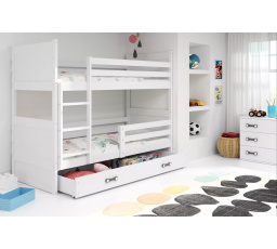 Dětská patrová postel RICO se šuplíkem 80x190 cm, bez matrací, Bílá/Bílá