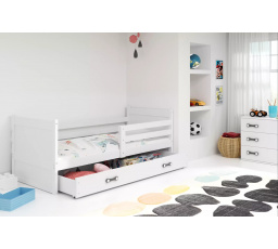 Dětská postel RICO 80x190 cm se šuplíkem, bez matrace, Bílá/Bílá