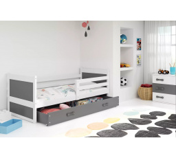 Dětská postel RICO 80x190 cm se šuplíkem, bez matrace, Bílá/Grafit