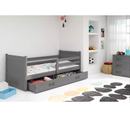 Dětská postel RICO 90x200 cm se šuplíkem, bez matrace, Grafit/Grafit