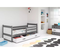 Dětská postel RICO 80x190 cm se šuplíkem, bez matrace, Grafit/Bílá