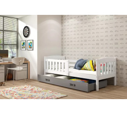 Dětská postel KUBUS 90x200 cm se šuplíkem, bez matrace, Bílá/Grafit