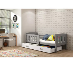 Dětská postel KUBUS 80x160 cm se šuplíkem, bez matrace, Grafit/Bílá