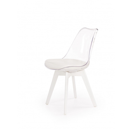 Jídelní židle K245, Bílá/Transparent