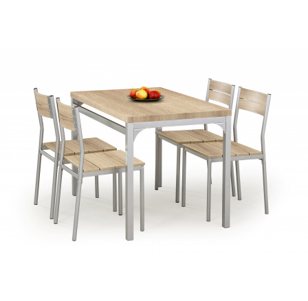 Jídelní stůl MALCOLM + 4 židle, dub sonoma