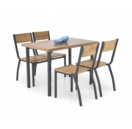 Sada stůl MILTON + 4 židle, přírodní / černá
