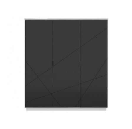 Šatní skříň FORN SZF3D, bílý lesk/černý mat