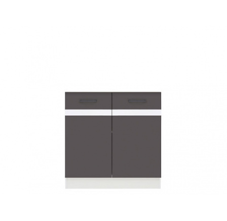 Kuchyňská dolní skříňka Junona Line, dřezová skříňka DK2D/80/82, bílá/šedý wolfram