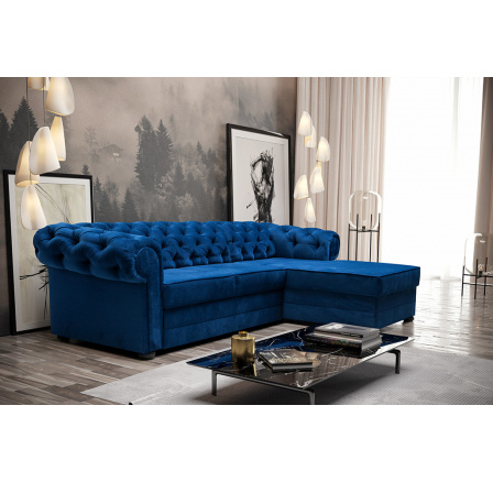 VALÉRIE  Levá- (Valentino) sedací souprava tmavě modrá  RIVIÉRA  / nohy wenge (FE) kolekce - "E" (K250-Z)