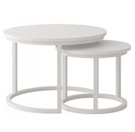 TRENTO - Konferenční stolek sada 2kusy - lamino BÍLÁ/ noha kov BÍLÝ(Toronto stolik kawowy =2balíky)(IZ) (K150)