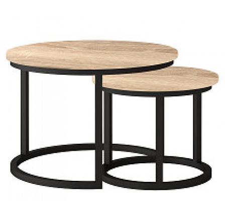 TRENTO - Konferenční stolek sada 2kusy - lamino DUB SONOMA/ noha kov ČERNÝ (Toronto stolik kawowy=2balíky)(IZ) (K150)