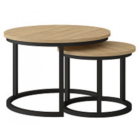TRENTO - Konferenční stolek sada 2kusy - lamino DUB HICKORY/ noha kov ČERNÝ (Toronto stolik kawowy=2balíky)(IZ) (K150)
