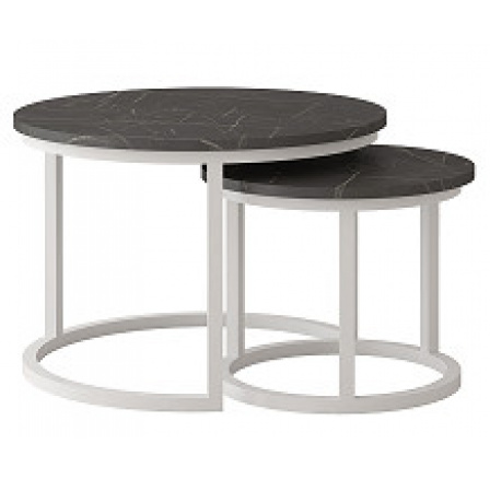 TRENTO - Konferenční stolek sada 2kusy - lamino MRAMOR/ noha kov BÍLÝ (Toronto stolik kawowy=2balíky)(IZ) (K150)