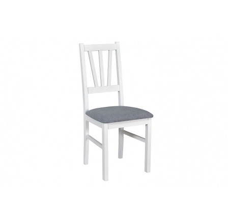 BOSANOVA 5 (BOSS 5)- jídelní židle  Bílá / látka č.1x světle šedá - kolekce "DRE"Nosnost 120kg (K150-Z)