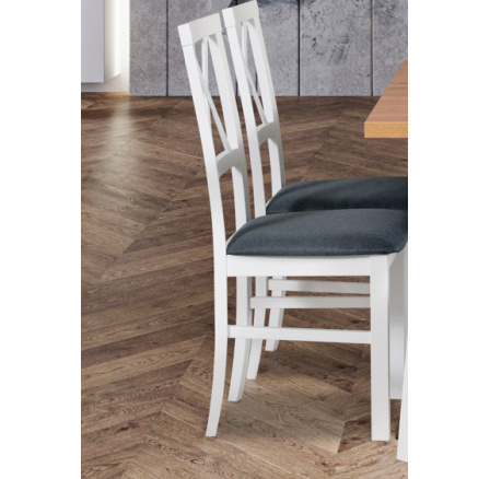 MIA 4  (MILANO 4) - jídelní židle bílá/ látka tmavě šedá č.8 - kolekce "DRE"  (K150-Z)