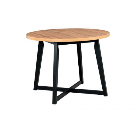 OTAVA 2 (OTTO 2) - jídelní stůl kulatý  - lamino Dub wotan / nohy dřevo černá - kolekce "DRE" (K150-E)