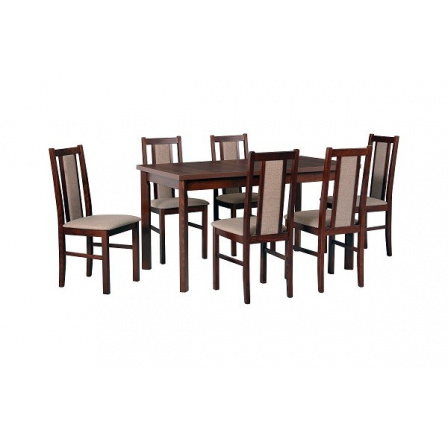 MILENIUM 2 - jídelní set stůl+6 židlí (Modena 1P+Boss 14 ) ořech/ NOVÁ látka sv.hnědá č.11B-Neve 13 - kolekce "DRE" (DM) (K150)