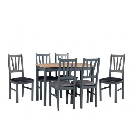 MILENIUM 7 - jídelní set stůl+6 židlí (Max 2+Boss 5 ) lamino dub sonoma/grafitová / židle grafitová/ látka grafitová 28B-Kronos 22 - kolekce "DRE" (DM) (K150)NOVINKA