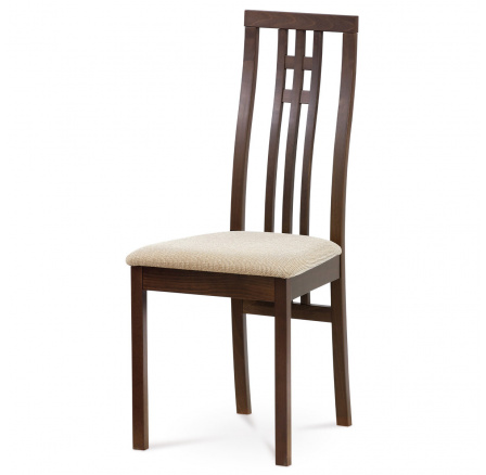 Jídelní židle, masiv buk, barva ořech, látkový krémový potah