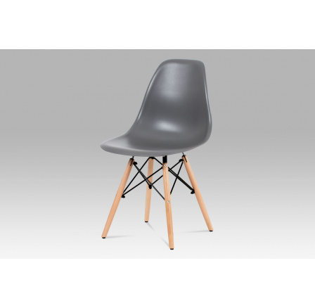 Jídelní židle, plast šedý / masiv buk / kov černý