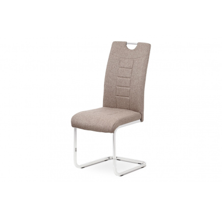 Jídelní židle, coffee látka, kovová pohupová chromovaná podnož