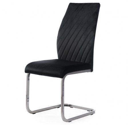 Jídelní židle, potah černá sametová látka, kovová chromovaná podnož