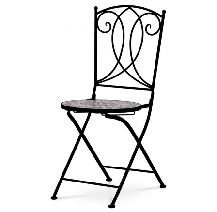 Zahradní židle, keramická mozaika, kov, černý lak (designově ke stolu JF2233)