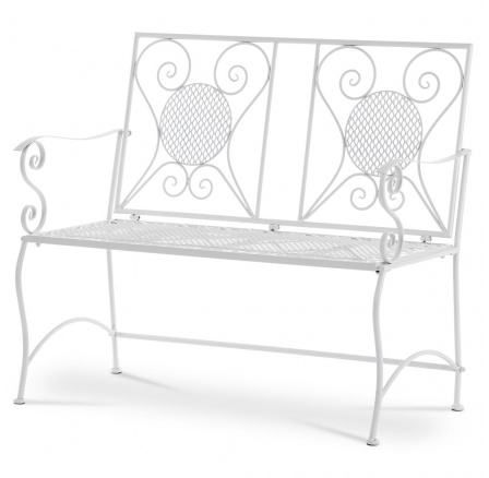 Zahradní lavice, kov, bílý lak (designově k setu JF2236)