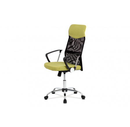 Kancelářská židle řady BASIC, potah zelenožlutá látka a černá síťovina MESH, hou