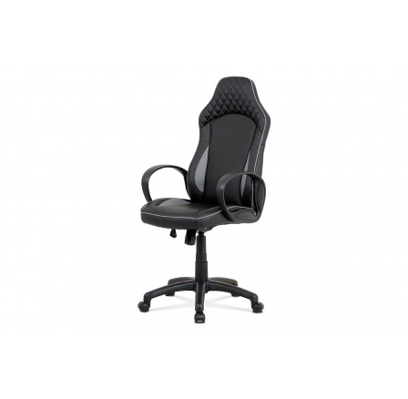 Kancelářská židle, černá-šedá ekokůže, houpací mech, plastový kříž