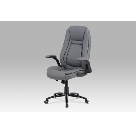 Kancelářská židle, potah šedá ekokůže, černý kovový kříž, houpací mechanismus, v