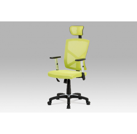 Kancelářská židle, potah zelená látka MESH a síťovina, MESH, černý plastový kříž