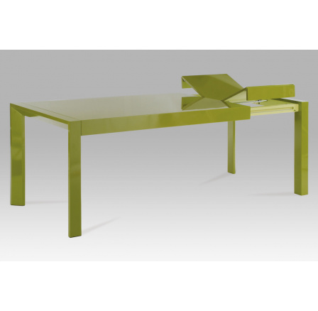 Jídelní stůl rozkl., 160+50x90 cm, vysoký lesk zelený