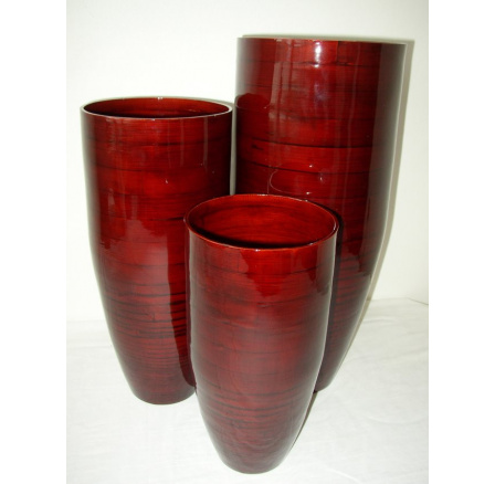 Bambusová váza klasik červená XL