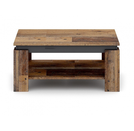 Konferenční stůl AGAVA 90x50 cm, Old wood/Matera tmavě šedá
