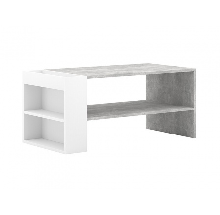 Konferenční stůl ALMOND, Bílý Mat/Efekt šedého betonu